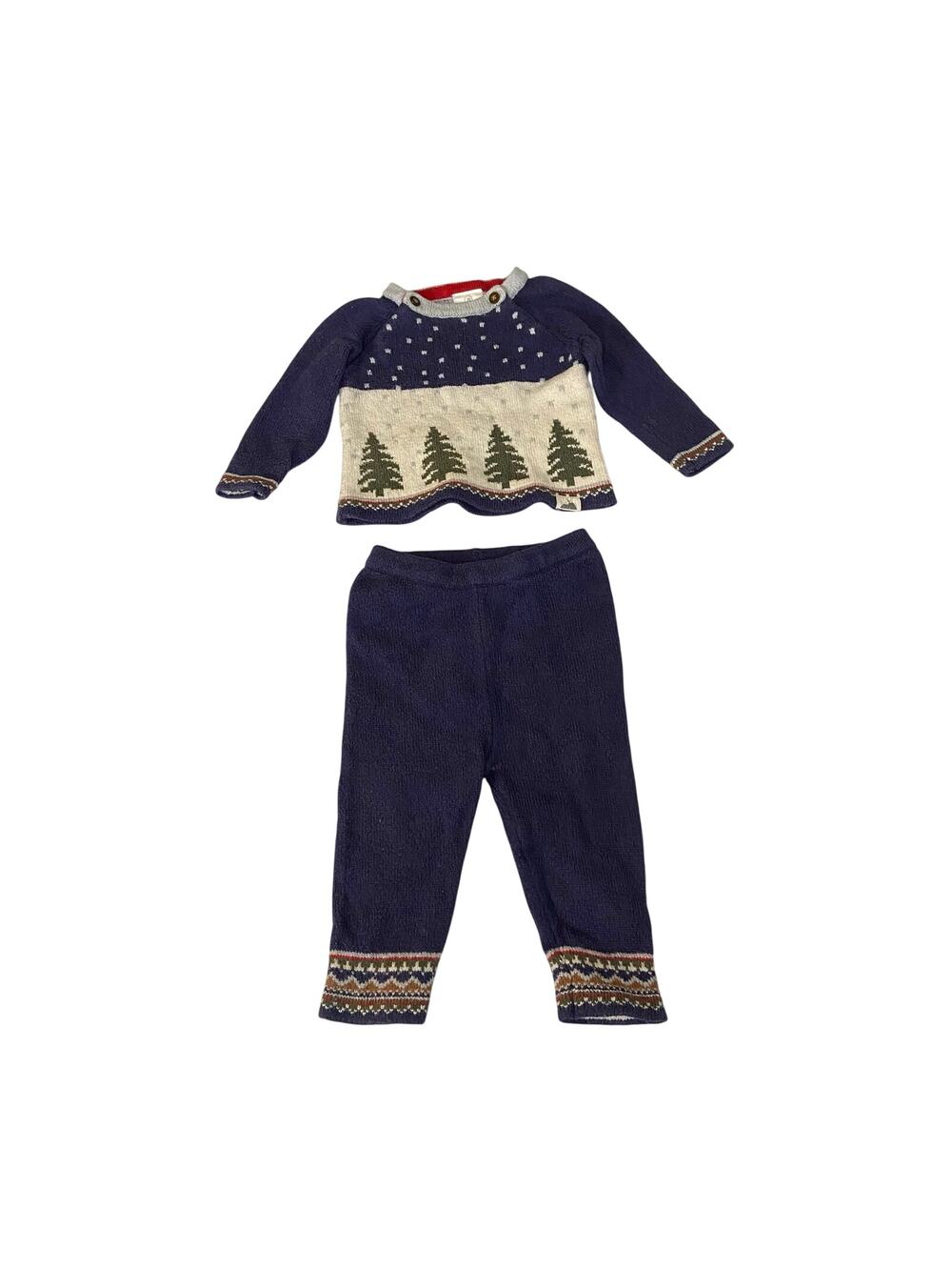 Hanna Andersson Blue Cream Nordic Infant Set Sweater & Pants Size 70 6-12 Mo.